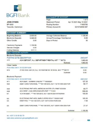 Download Cameroon BGFI bank statement excel Photoshop template